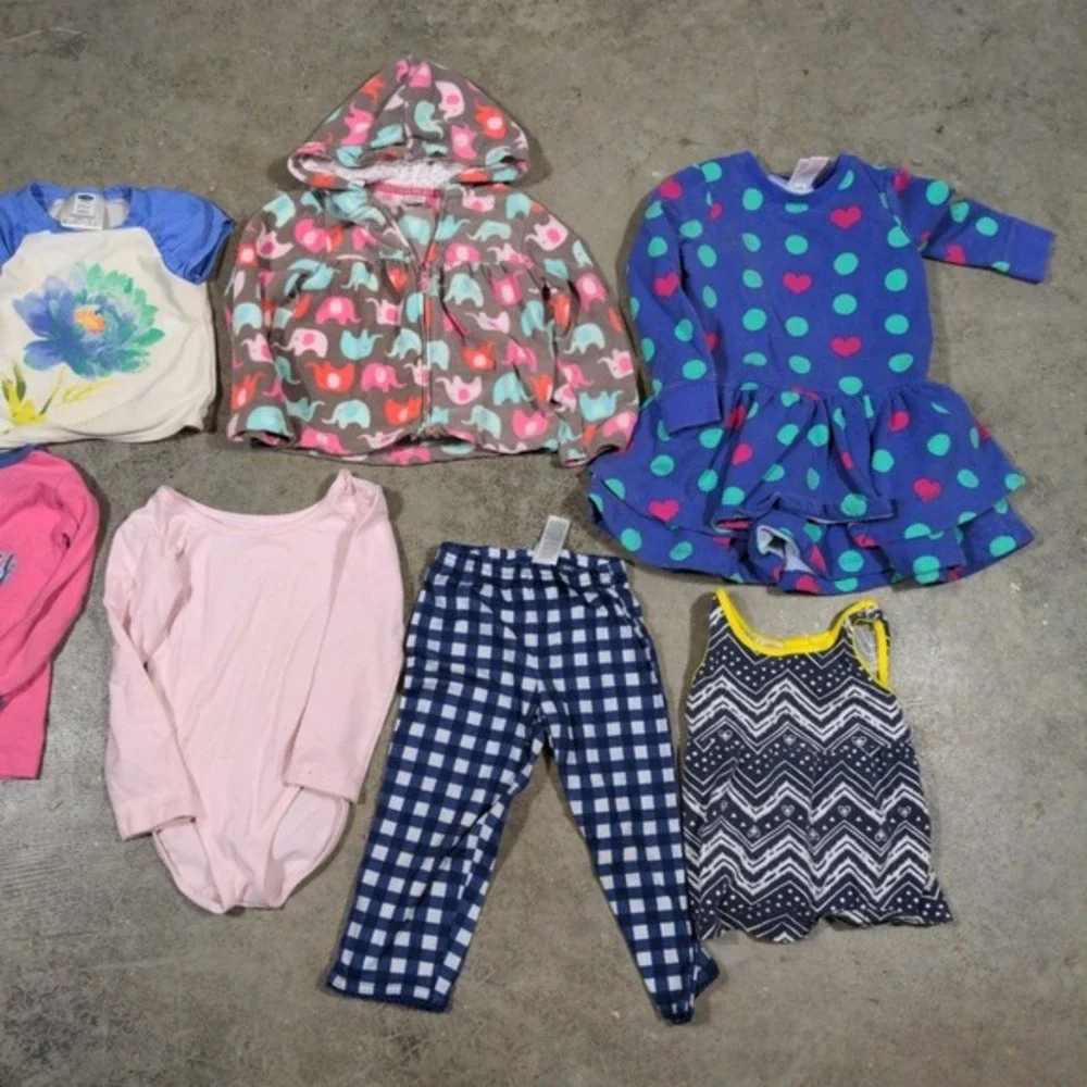 7pc Toddler Baby Girl Clothing Lot 2T 24M Carter's Old Navy Danskin Mixed Brands